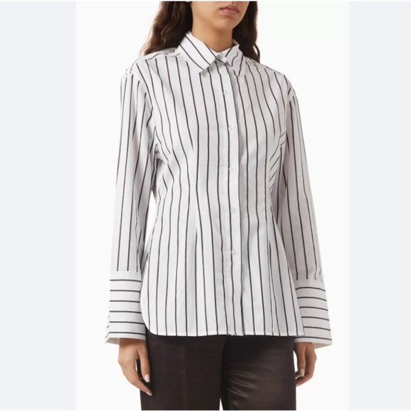Day Birger et Mikkelsen Julia Modern Stripe Blouse Top Bright White  Brown - Picture 5 of 16